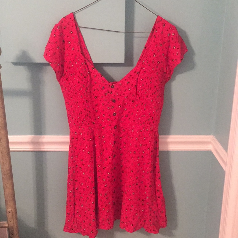 Urban Outfitters red floral dress.